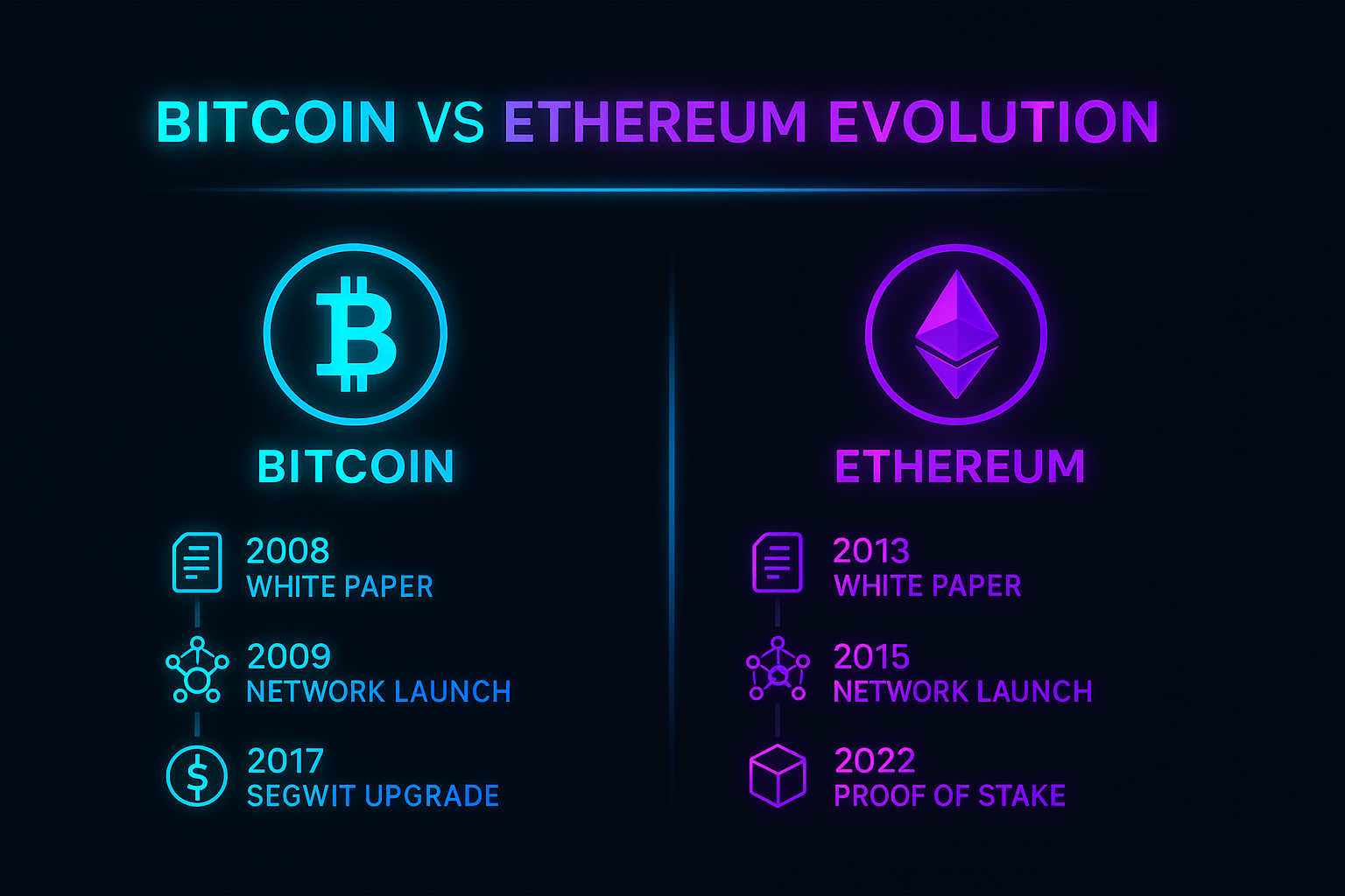 Bitcoin vs Ethereum evolution