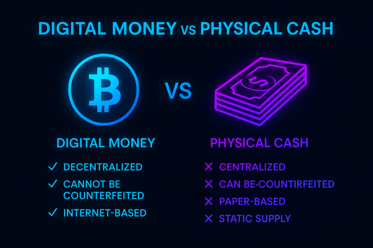 Digital money vs physical cash
