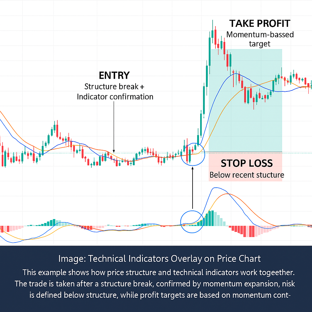 Technical indicator overlay on price chart